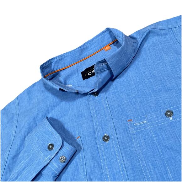 Orvis Mens Large Long Sleeve Polyester Outdoor Tech Hiking Shirt Lens Cleaner - Picture 1 of 11